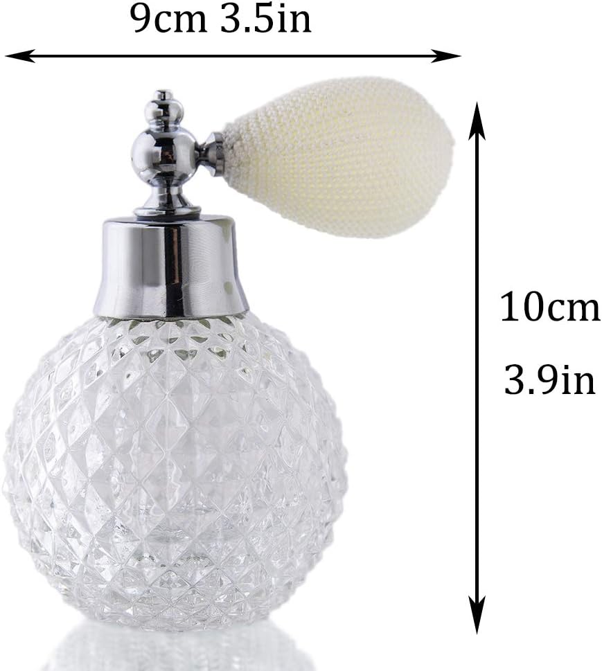 H&D Vintage Crystal Empty Perfume Replacement Spray Bottle Atomizer, Luxury Series (Clear)