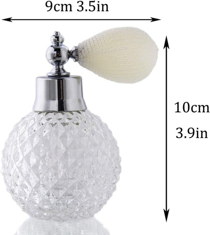 H&D Vintage Crystal Empty Perfume Replacement Spray Bottle Atomizer, Luxury Series (Clear)