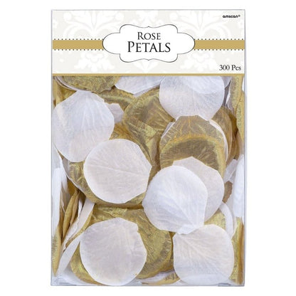 Gold & White Fabric Confetti Petals - 2" (Pack of 300) - Elegant Table Decorations for Weddings, Events & DIY Crafts