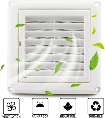 Cenipar 4" Louvered Vent Cover, Dryer Exhaust Air Vent Cover with Screws, Easy Installation, White