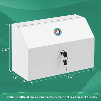 12.2 5.9 7.87 inch KYODOLED Wall Mount Medicine Lock Box, Drug Cabinet with Key, Large Capacity Secure Steel