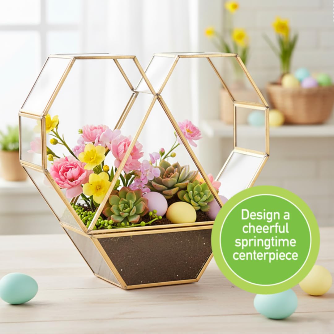 D'Eco Glass Heart Centerpiece (8x8x2.5)- Tabletop Planter Terrarium - Spring Home Decor & Wedding Letterbox - Fill with Succulents, Cacti, Air Plants, Moss, Flowers for Plant Lovers