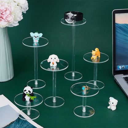 FINGERINSPIRE 6 Pcs Flying Miniatures Acrylic Display Stand 6 Sizes Flying Miniatures Combat Riser Round Clear Flight Acrylic Stands for Tabletop RPG Board Miniatures Small Figures Flight Display