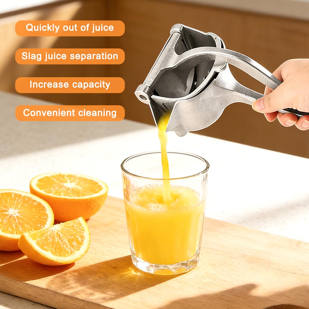 Aluminum Alloy Fresh Fruit Juice Extractor,Hand Juicer Squeezer Lemon Juicer Manual Hand Press with Ergonomic Grip For Orange Citrus Lime Grapefruit With 4filt er bag(Silver,Size:20 * 12 * 10cm)