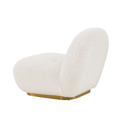 Manhattan Comfort Edina Modern Accent Chair in Luxurious Boucle Upholstery with High Density Foam Padding & Wood Frame with Gold Metal Base, Living Room Seating, White