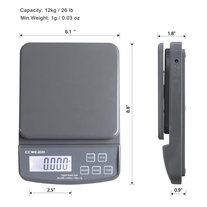 Postal Scales 6.6lbs 3kg/0.1g High Precision Food Scale for Kitchen with Hold,Tare and PCS,Portable Shipping Scale for Packages, Small Kitchen Business,Jewelry,Batteries Included （Grey6.6lbs/0.1g）
