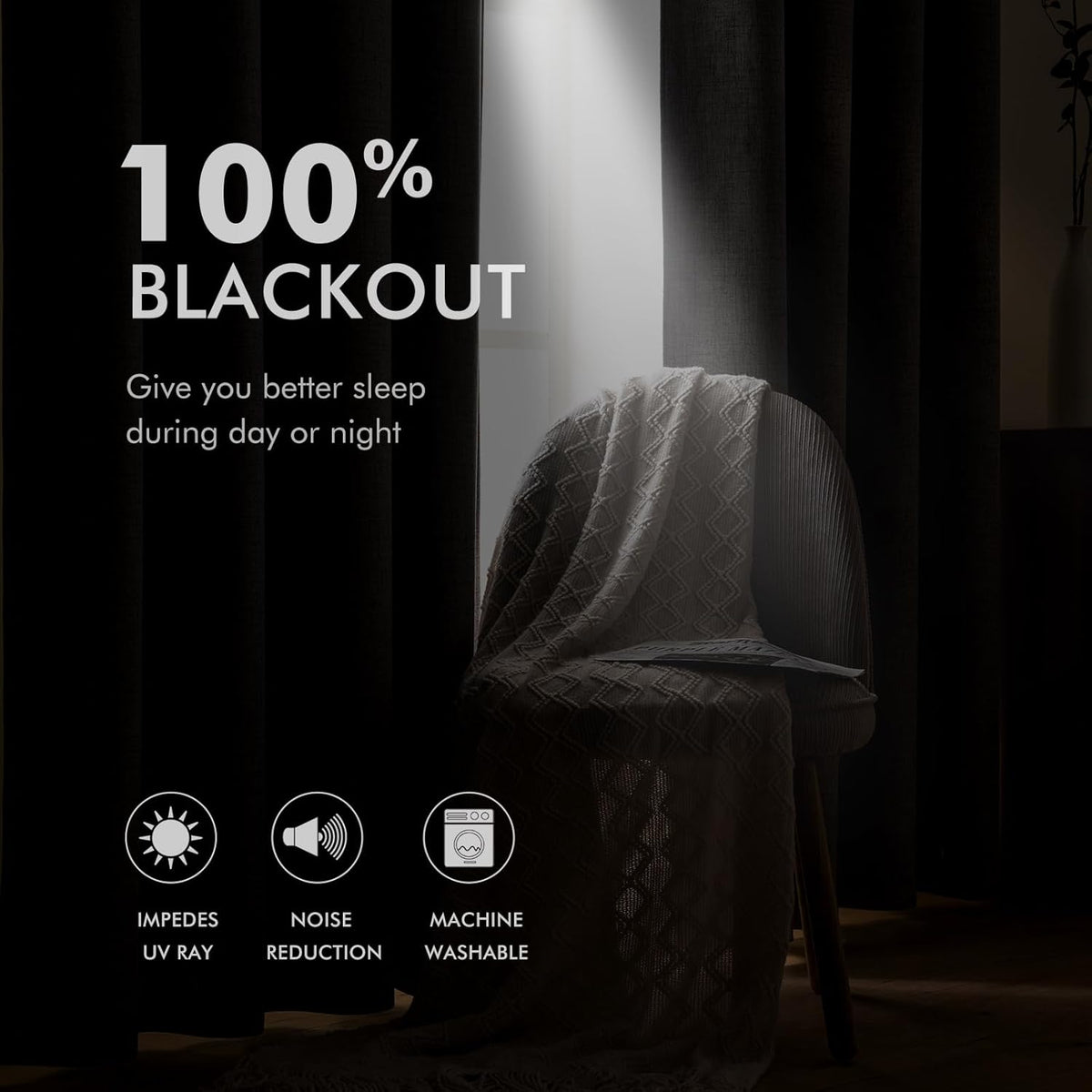 MIULEE 100% Blackout Linen Textured Curtains - Olive Green Thermal Insulated Drapes | 52 x 45 Inch (2 Panels)