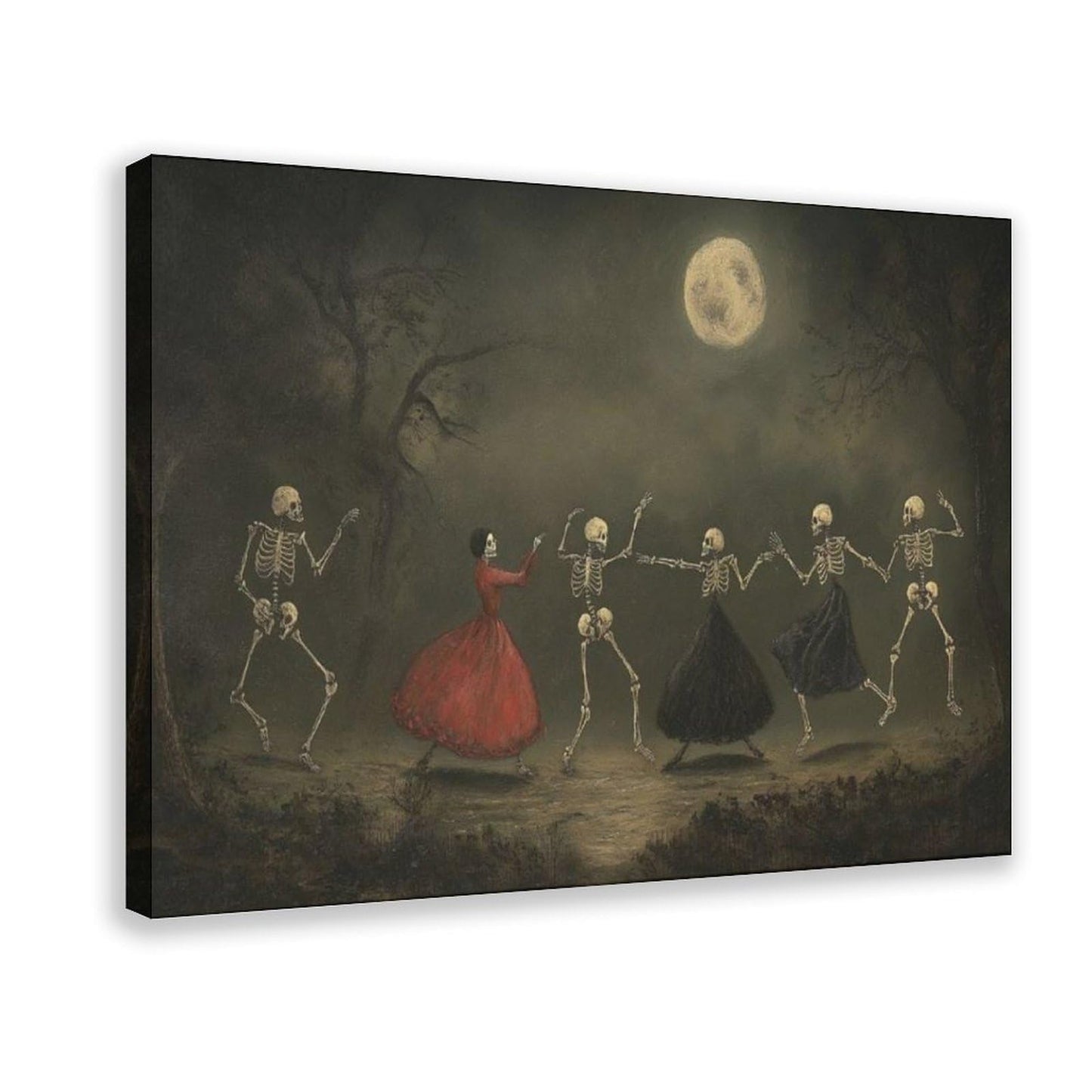 SWDXA Dancing Skeletons Halloween Spooky Decor Canvas Poster Wall Art Prints Room Aesthetic Murals Bedroom And Living Decorations 12" L X 18" W