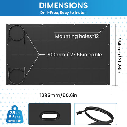 IBC All-Black 200W 12V Flexible Solar Panel, Premium 26% High-Efficiency Monocrystalline Cell, Grid-Free 245° Ultra Lightweight Waterproof Semi-Flexible Solar Board for RV, Marine, Boat, Van, Camping