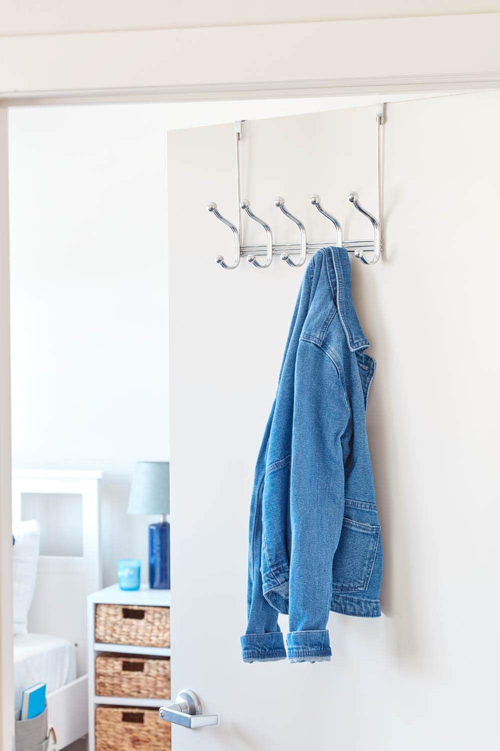 iDesign York Metal Over the Door Organizer - 5-Hook Rack for Coats, Hats, Towels, 15.28" x 5.25" x 11"