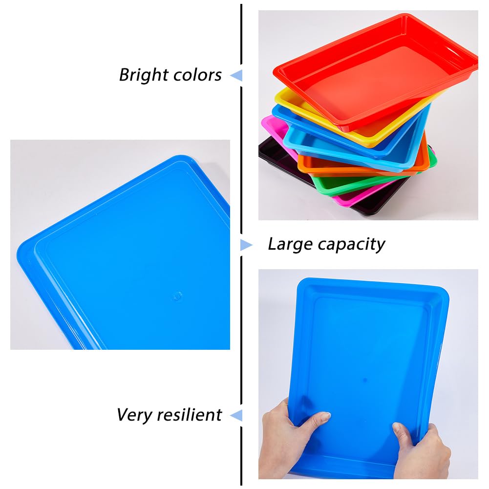 DICOSMETIC 32Pcs 8 Colors Plastic Art Trays Colorful Craft Activity Trays 10.87×8.31×1.28 Inch Activity Serving Tray for Painting Beads Crafts DIY Projects