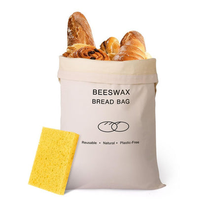 2 Pack Beeswax Bread Bag for Sourdough, Reusable Beewax Bread Bags, Organic Cotton Sourdough Bread Bags for Homemade, Keep Bread Fresh, Freezing Safe with Cleaning Brush-Care