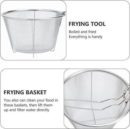 Tofficu Deep Fry Basket with Handle, Foldable 6-Inch Stainless Steel Mesh Frying Basket for Kitchen