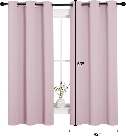 NICETOWN Blackout Curtains - Thermal Insulated Solid Grommet Drapes | Baby Pink, 42 x 63 Inches (1 Pair)