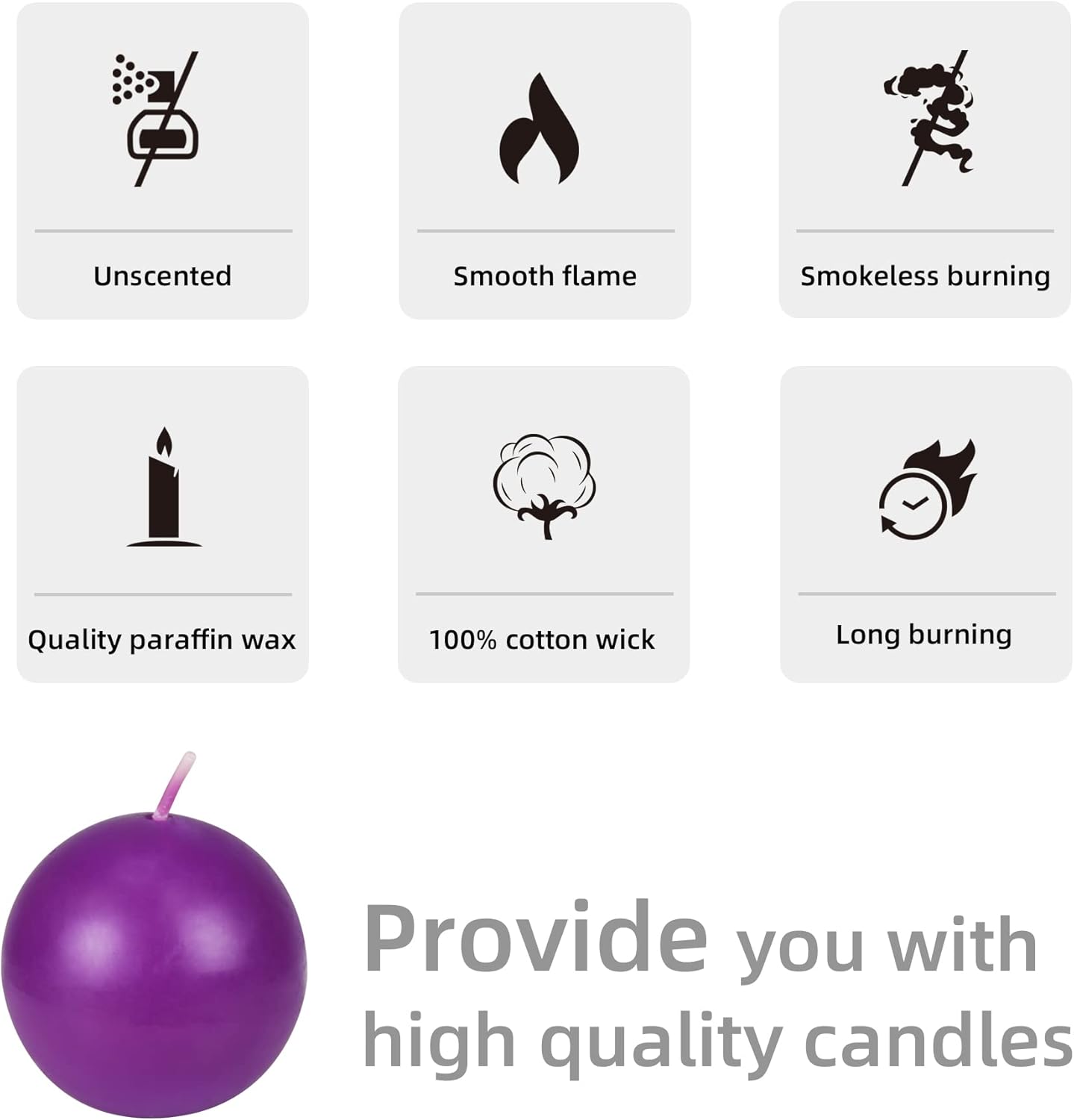 Zest Candle 12-Piece Ball Candles, 2-Inch, Purple