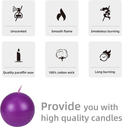 Zest Candle 12-Piece Ball Candles, 2-Inch, Purple