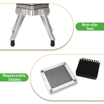 POWLAB Commercial Chopper Vegetable Cutter Fruit Dicer Heavy Duty Stainless Stee Dicer Cutter Onion Chopper Professional Food Dicer for French Fry Tomato Peppers Potato (1/4″ Blade)