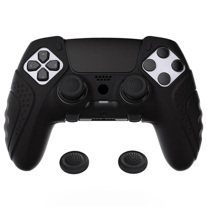 PlayVital Guardian Edition Anti-Slip Ergonomic Silicone Cover Case for ps5 Edge Controller, Soft Rubber Protector Skin for ps5 Edge Wireless Controller with Thumb Grip Caps - Black