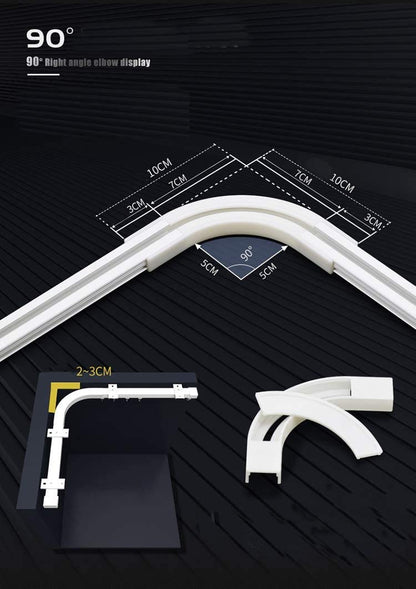 6ft-24ft Upgraded Aluminum Curtain Track, Ceiling or Wall mount, Curtain Rail System with 90 Degree Corner Bends, Windows and Room Divider Ceiling Track set with Runners and Hooks(White)