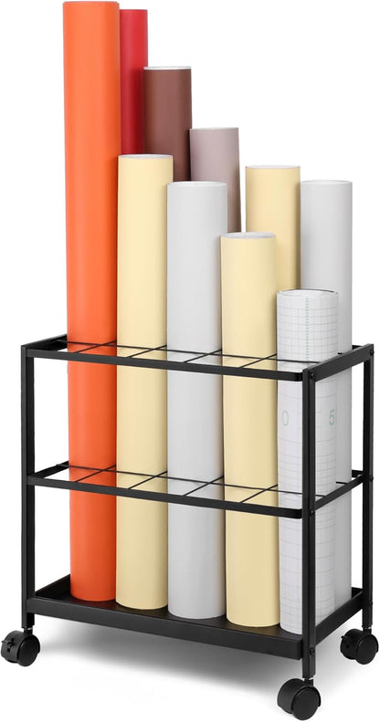 Premium Blueprint Storage Rack Cart - 15-Slot Metal Holder for Secure Organization of Plans & Artwork