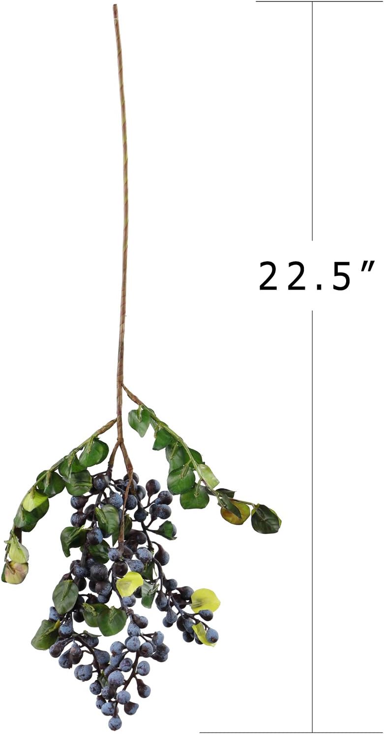 2Pcs Rinlong Artificial Blueberries Fake Berries Stems Hanging Spray Frosted Blueberry Fall Floral Picks for Wreath