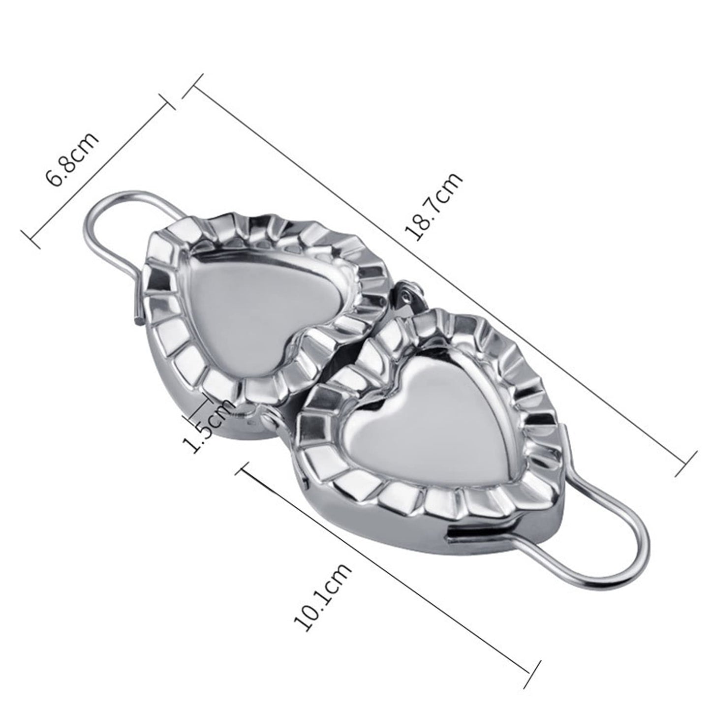 MGGi Heart Shaped Ravioli Mold Pierogi Dumpling Maker, Stainless Steel Goya Empanada Press Mold, Ravioli Mould Crimper, Wraper Dough Cutter - for Small Pie Ravioli Chinese Dumpling Pastry, Silver