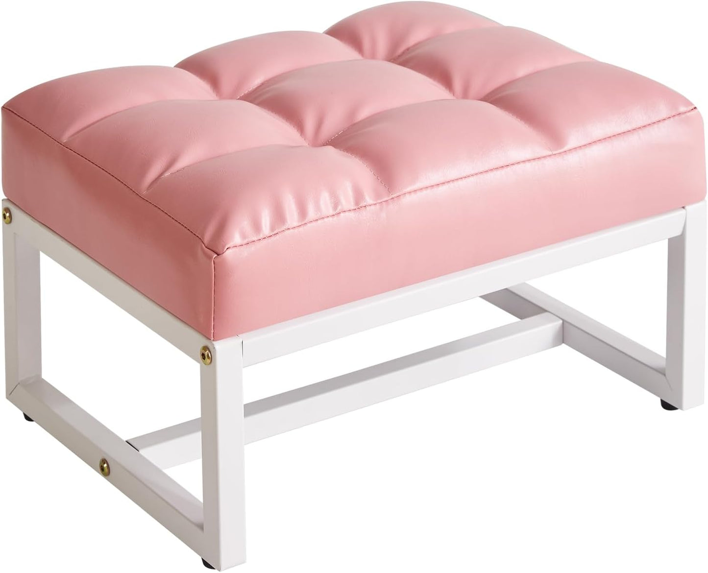 YD-JD139P Aibiju Small Footstool, Rectangle Ottoman with Faux Leather Padded Seat, Change Shoes Bench, Sofa Footrest