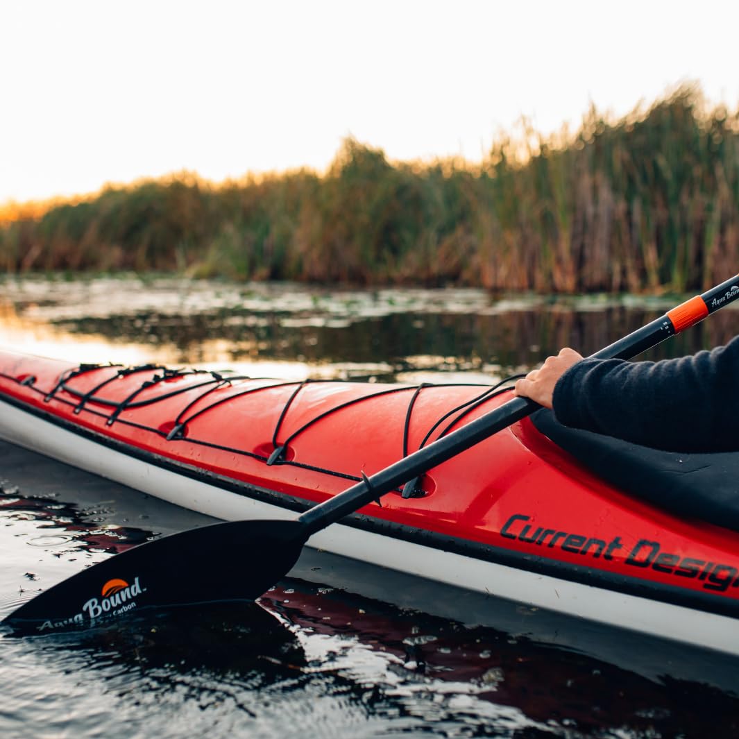 AQUA BOUND Sting Ray Carbon 2-Piece Kayak Paddle with Posi-Lok™ Ferrule, Carbon Shaft, Reinforced Nylon Dihedral Blades for Flatwater Touring and Kayak Fishing (230 cm)