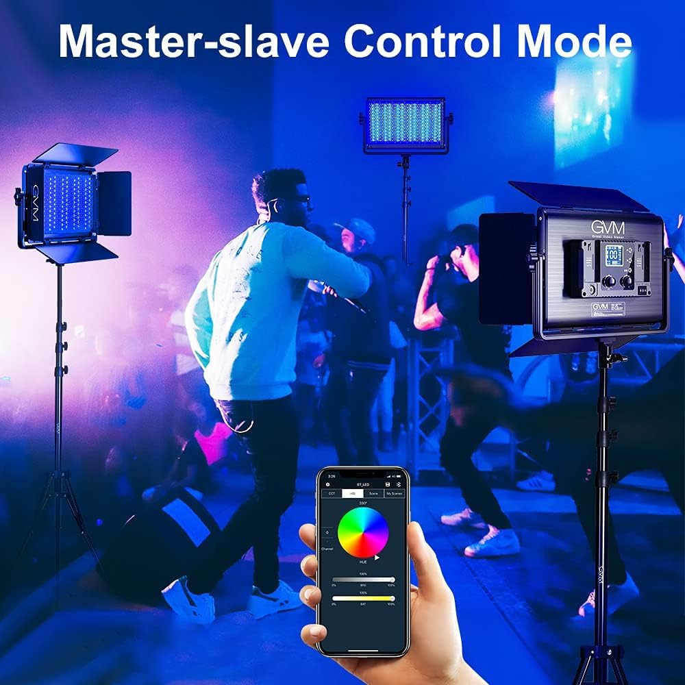 GVM 1300D RGB Video Light with Softbox, 65W LED Video Lighting Kit, 25000lux/0.5m, 360° Full Color Photography Lighting Kit, 2 Packs Led Panel Light for YouTube, Web Conference, Streaming