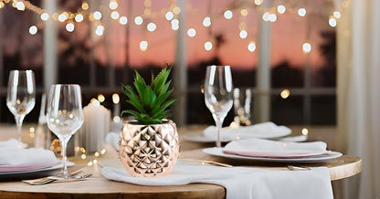Porcelain Potted Artificial Succulent 7.8" Pineapple Plant for Home Office Kitchen Decoration