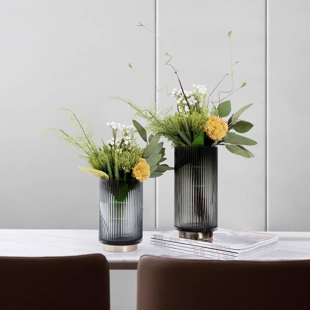 Nordic Light Luxury Simulation Flower Art Set Glass Vase Decoration Living Room Porch Dining Table Coffee Fake Interior Fake Plants(A)