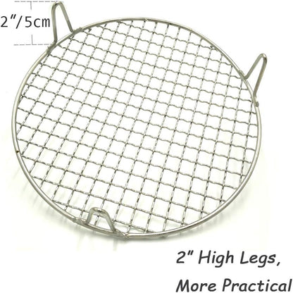 Round Barbecue Wire Rack with 2" Height Legs Dia 9.5" - Multi-Purpose Grill Cooling Rack for Airfryer