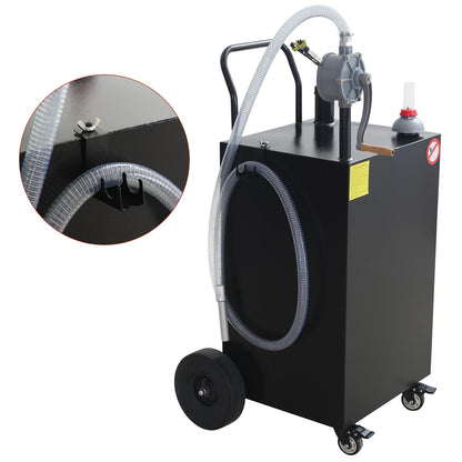 45 Gallon Fuel Caddy with Manual Pump Heavy Duty Portable Gas & Diesel Transfer Tank All Terrain 4 Wheel Cart with Brakes Gasoline Diesel Fuel Container for Tractor Truck & Farm Use