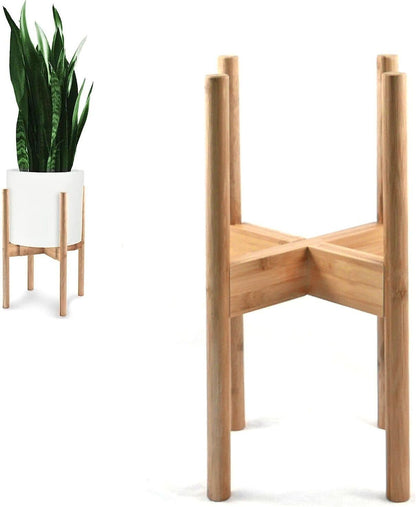 8 12 Inch 8, 9, 10, 11 12 Inch Fox & Fern Adjustable Plant Stand Indoor to Mid Century Bamboo Plant Stand