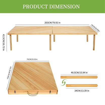 Zupemo 80"x28" Boho Wooden Picnic Table, Portable Outdoor Low Picnic Table with Adjustable Legs 13" & 16" for Floor Seating, Beach, Camping, BBQ, Backyard, 80x28in