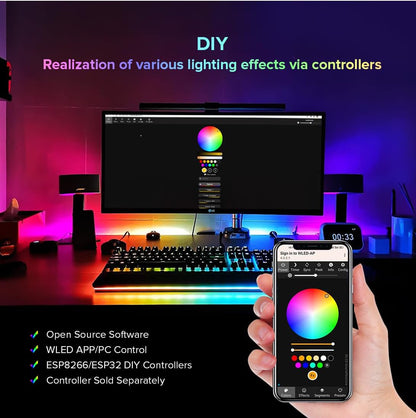 16.4ft 5m 50LEDs WS2812B DC5V BTF-LIGHTING Chasing Dream Full Color Twinkle Decorative Lights Addressable IC Fairy