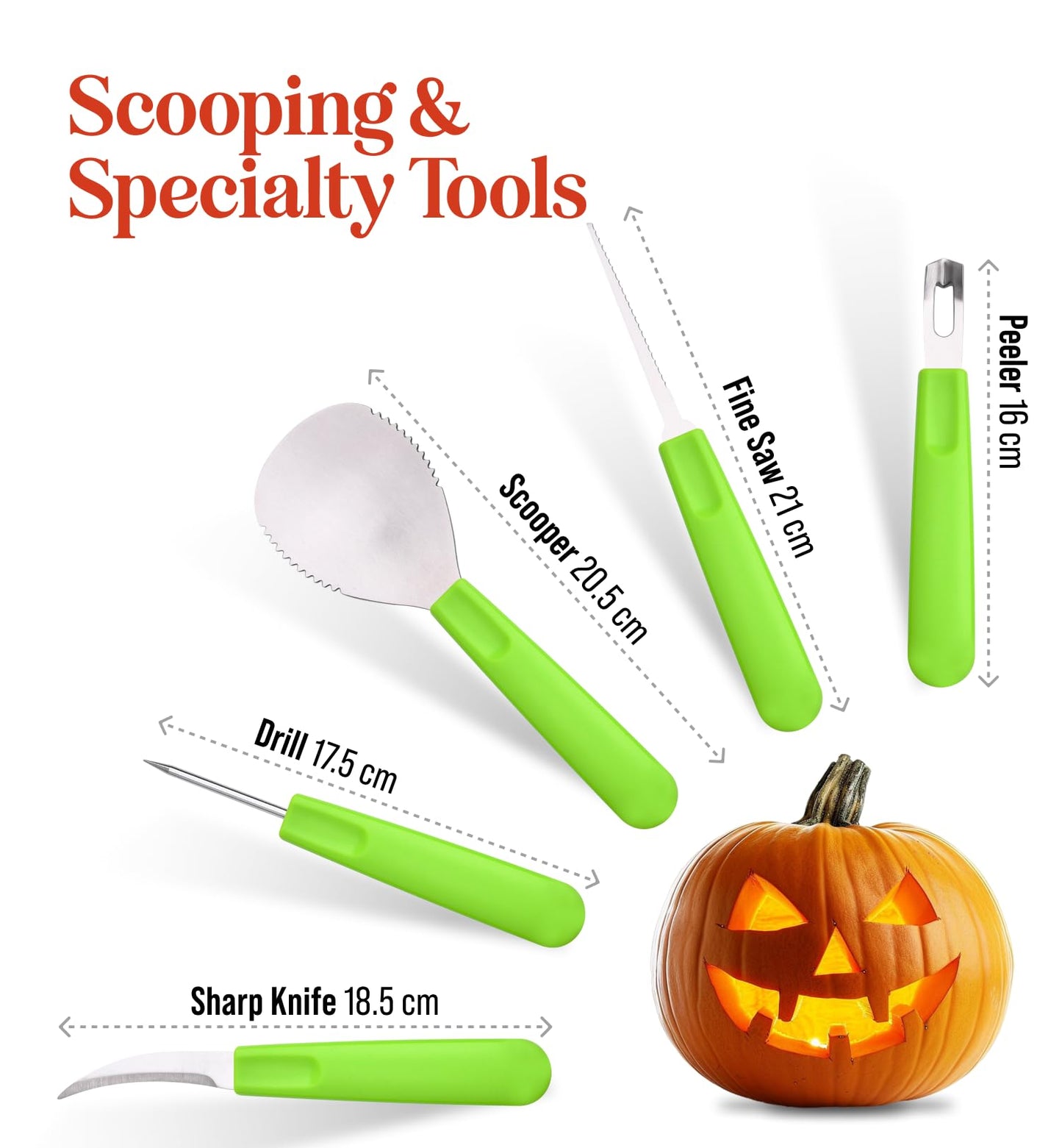 Halloween Pumpkin Carving Kit Case - Complete Pumpkin Carving Set With Saw Pumpkin Carving Knife - Halloween Pumpkin Carving Tools - Multipurpose Pumpkin and Other Fruits Garnishing Knives