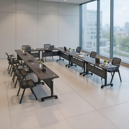 rzoizwko 2 Pack Folding Conference Table with Wheels,Heavy-Duty Flip-Top Foldable Conference Training Table System,Rolling Conference Room Tables for Office, Classroom Meeting Rooms
