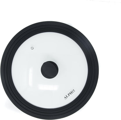 Alpha Living Universal Silicone Cookware Pots and Pans - Vented Tempered Glass-Graduated Lid, Fits 9.5", 10", 11"