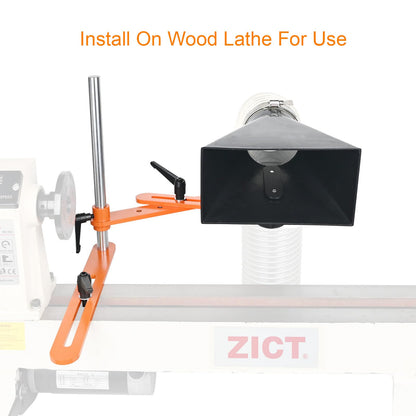 ZICT Dust Hood Stand with Folding Extension Arm, Wood Lathe Dust Hood Collection fittings, Dust Collector Accessories