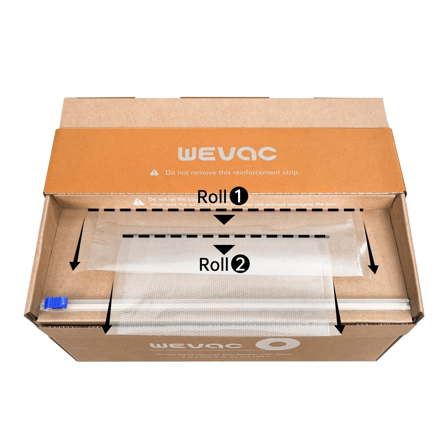 Wevac 8''x100' & 11''x100' 2 Rolls Food Vacuum Seal Roll Keeper with Cutter, Ideal Vacuum Sealer Bags for Food Saver, BPA Free, Commercial Grade, Great for Storage, Meal prep and Sous Vide