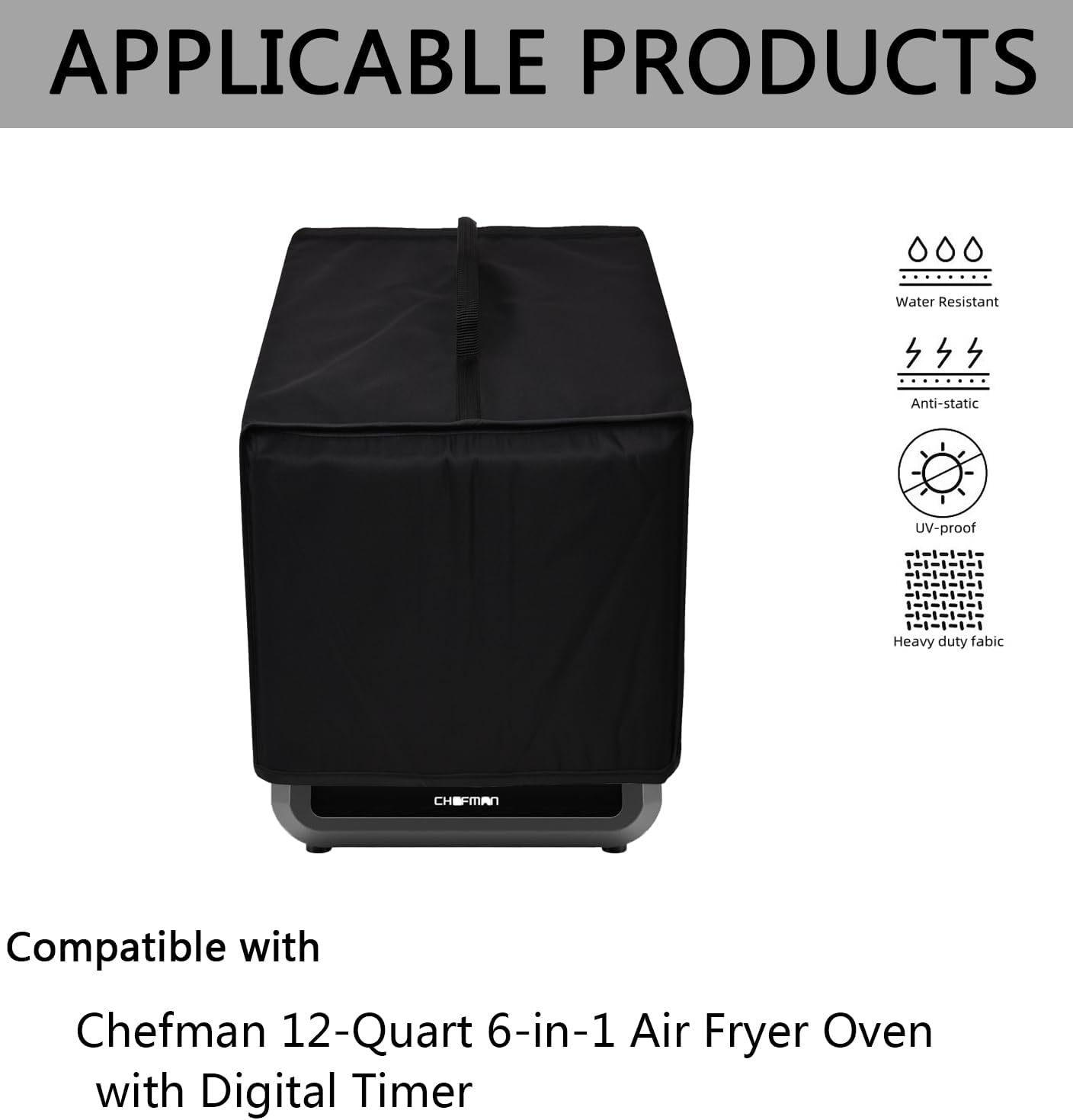 Air Fryer Cover Heavy Duty Heat-resistant Waterproof Dust Protective Case for Chefman 12-Quart Air Fryer