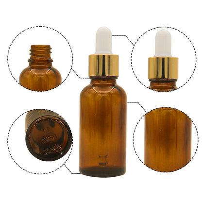 AGZHTYJQ Set of 12, 1 oz Amber Dropper Bottles for Essential Oils, Perfumes with 2 Funnels & 12 Labels -30ml Amber Glass with Eye Droppers - Tincture Bottles, Leak Proof Travel for Liquids