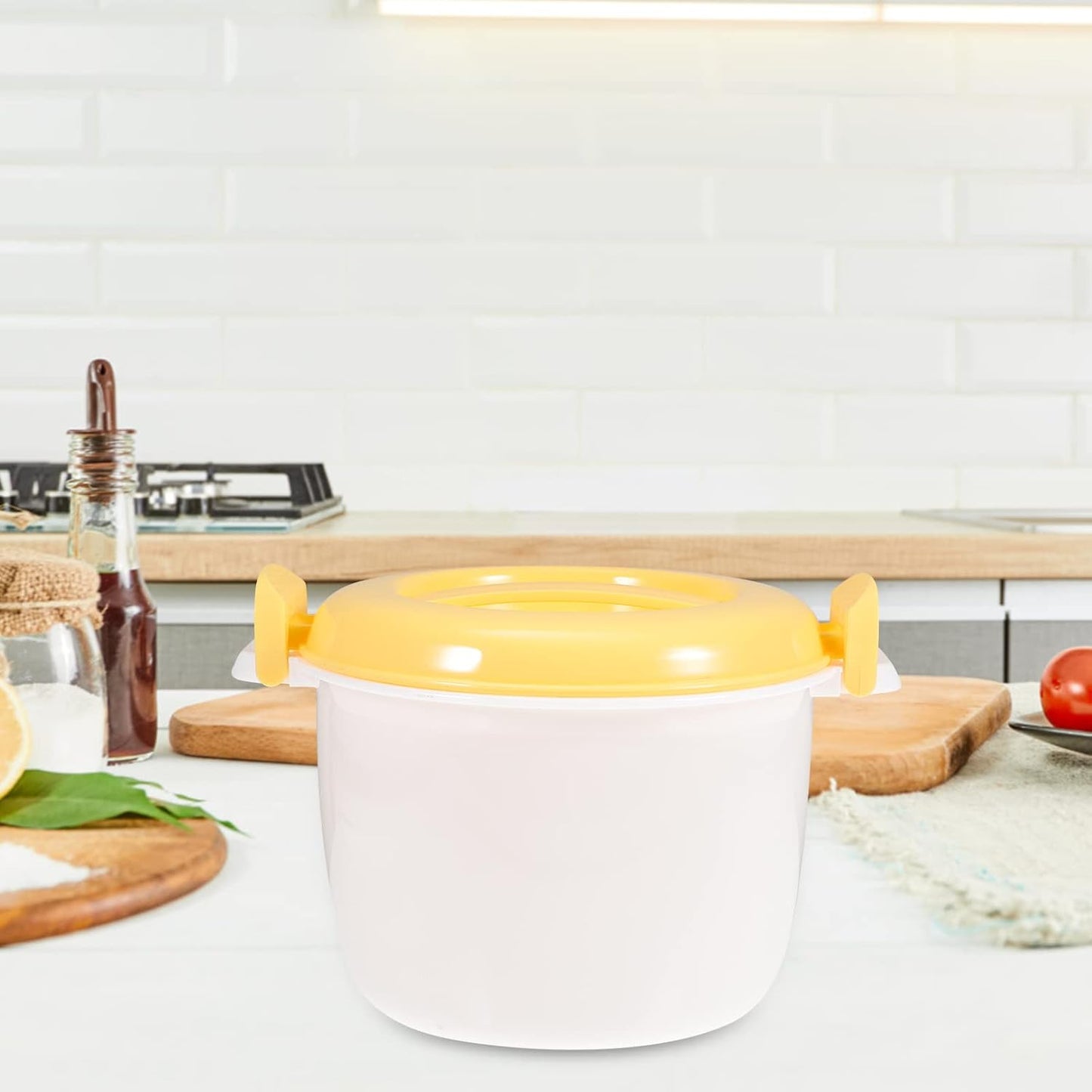Microwave Food Container, 1L Rice Cooker Maker, Steamer Microwave Cookware for Rice, Chicken, Pasta