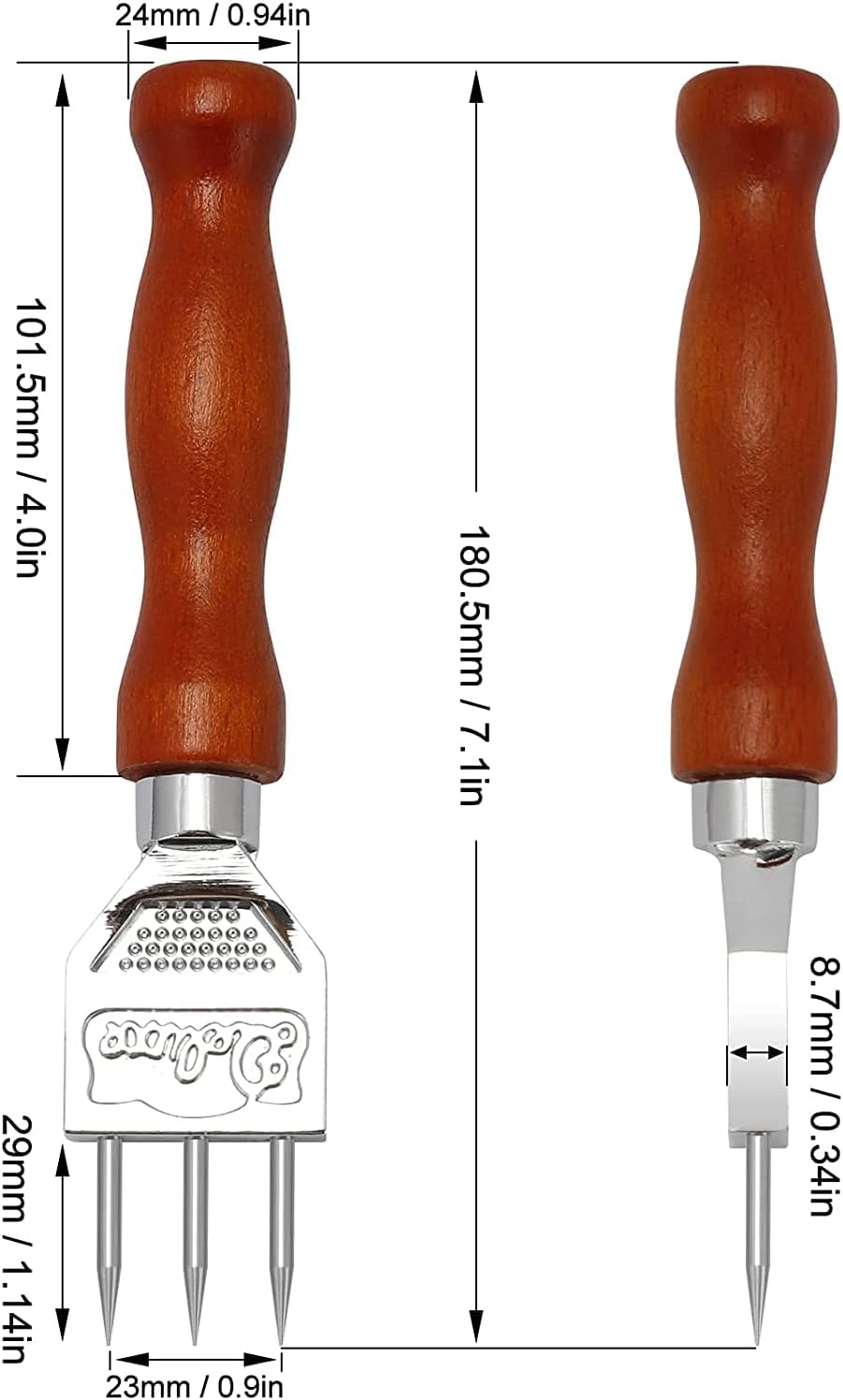 Ice Pick Stainless Steel - Safety Wooden Handle Kitchen Tool