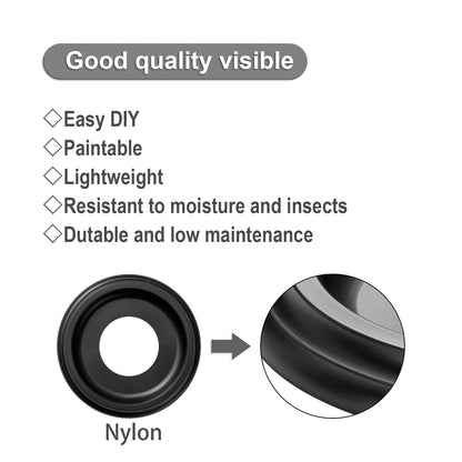 ELFCAB 2 Pack Black Molded Nylon Ceiling Medallion for Light Fixtures and Ceiling Fans 10"OD x 4"ID x 1"P (Fits Canopies up to7-1/4")