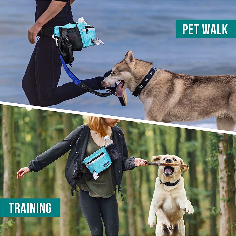 PetAmi Dog Fanny Pack, Treat Pouch for Dog Walking, Training, Built in Poop Bag Dispenser, Water Bottle Holder, Collapsible Bowl, Pet Treat Waist Belt for Hiking, Running, Kibbles (Camo Black)