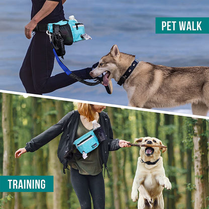 PetAmi Dog Fanny Pack, Treat Pouch for Dog Walking, Training, Built in Poop Bag Dispenser, Water Bottle Holder, Collapsible Bowl, Pet Treat Waist Belt for Hiking, Running, Kibbles (Camo Black)