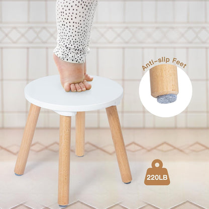1 Pack 10 Frogprin Wooden Step Stool for Kids, Kids Chairs Perfect Matched Sensory Table, Multi-Purpose Sitting Stool