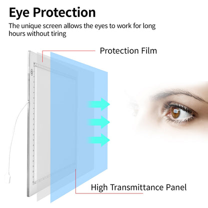 A3 LED Light Box for Tracing, elice Artist Drawing Lightbox Light Table Light Pad Light Copy Board, Up to 8000 Lux Super Bright Lightpad for Cricut Weeding Vinyl, Diamond Painting, Sketching (White)